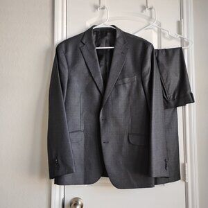 Men's Kenneth Cole Reaction Techni-Cole 2 Pc Suit Gray 44R Pants 37W 28.5 Inseam